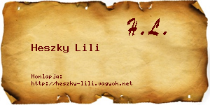 Heszky Lili névjegykártya